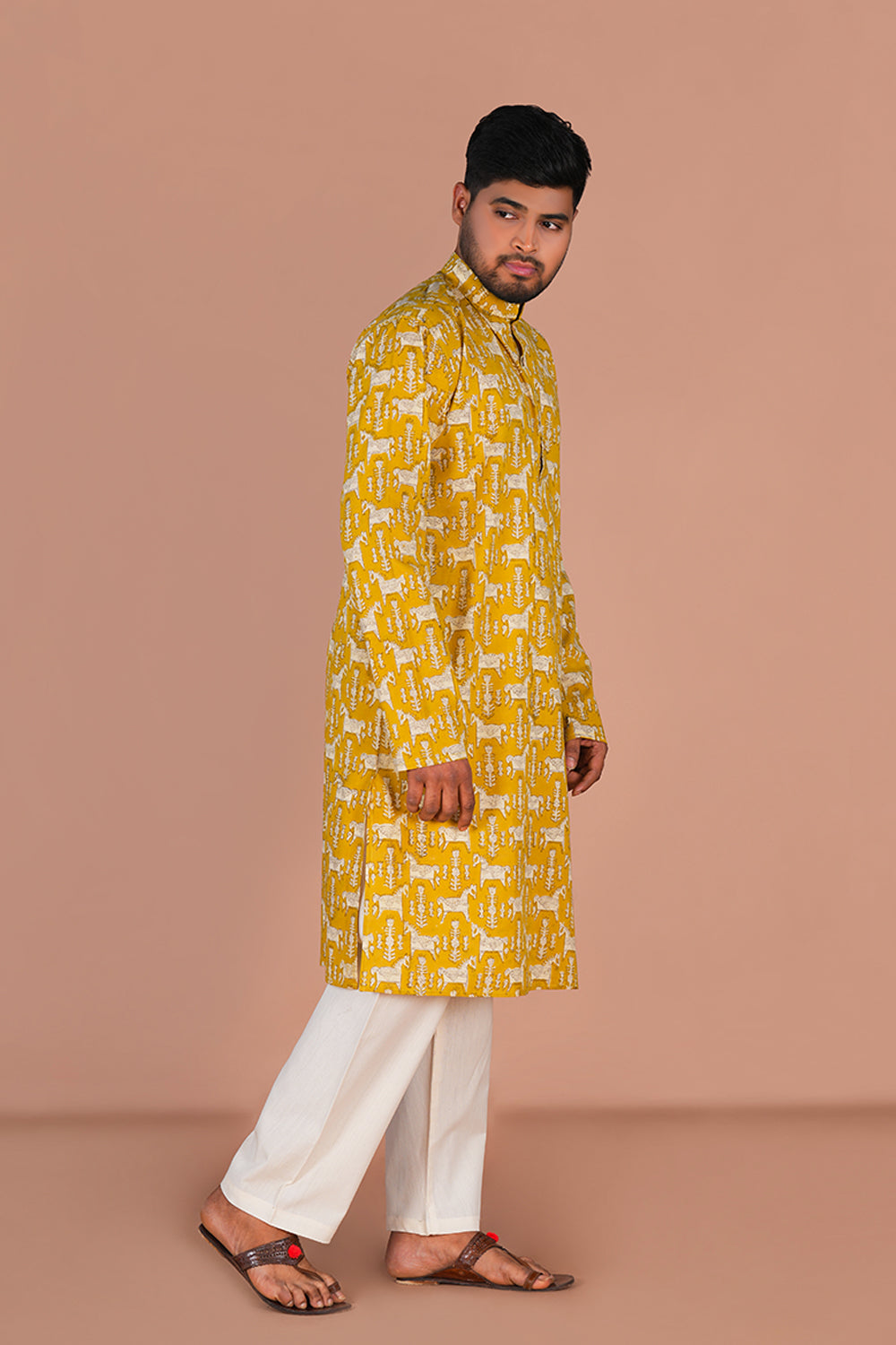 Image of Kondapalli Horse motif Bagru Mens Kurta