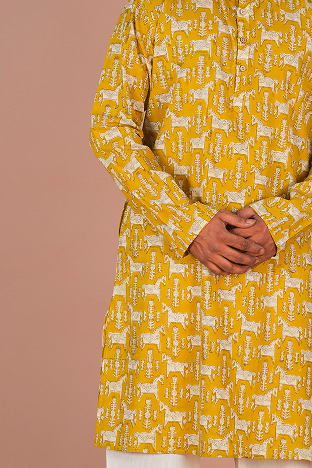 Image of Kondapalli Horse motif Bagru Mens Kurta