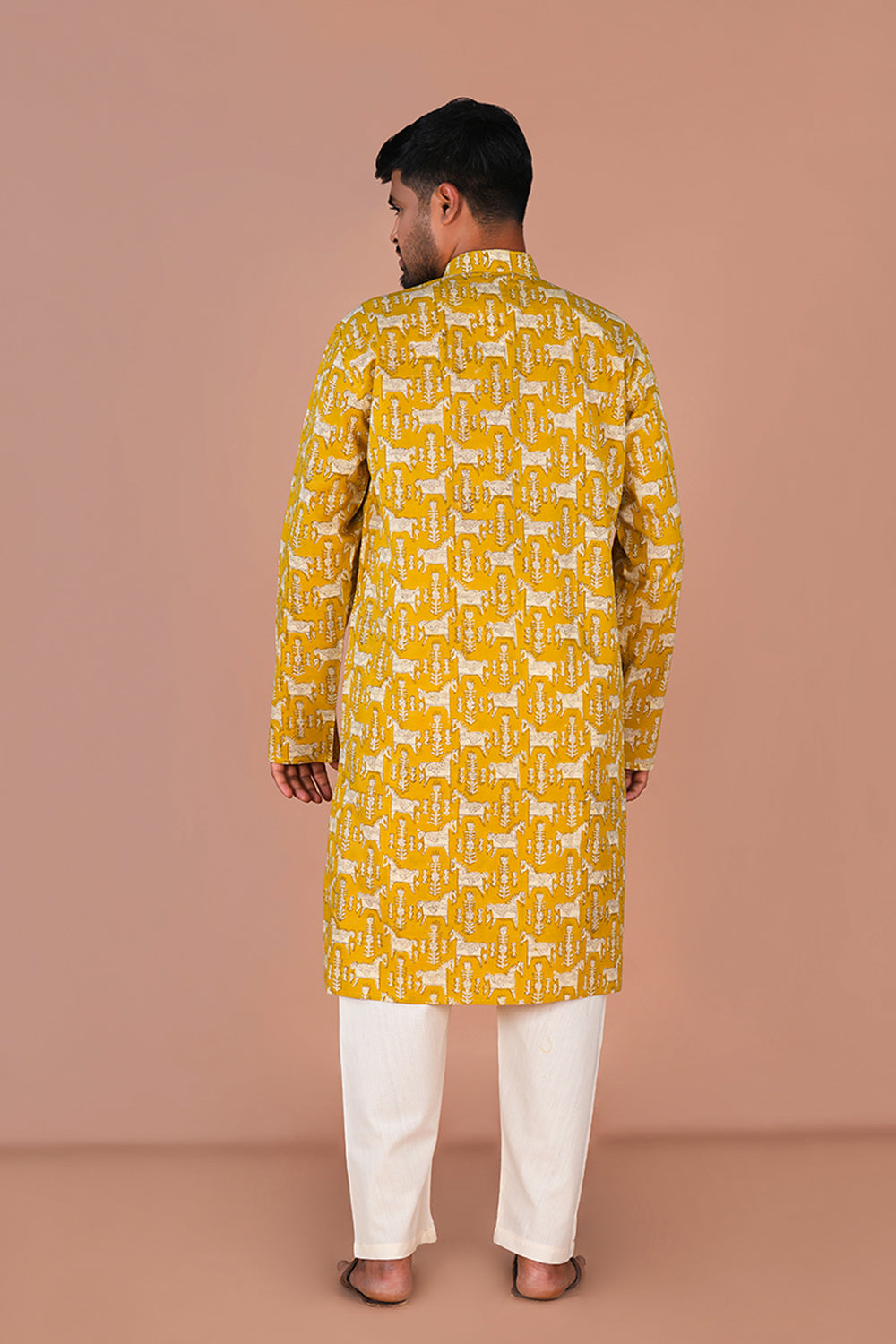 Image of Kondapalli Horse motif Bagru Mens Kurta