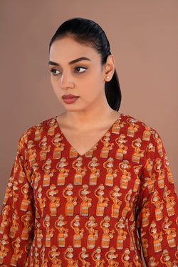 Image of Rust Bagru short dress