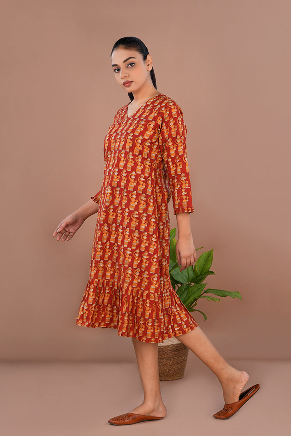 Image of Rust Bagru short dress
