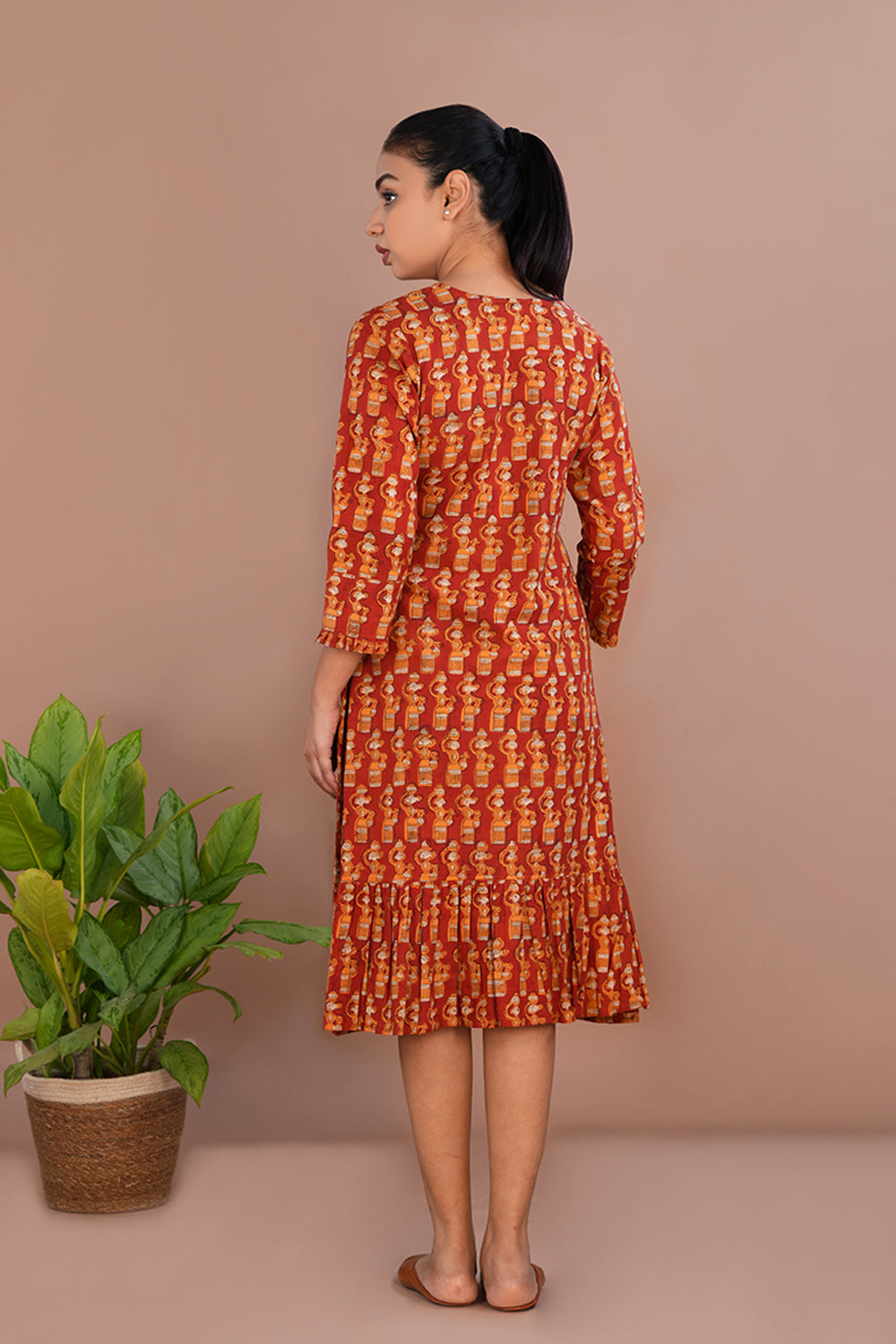 Image of Rust Bagru short dress