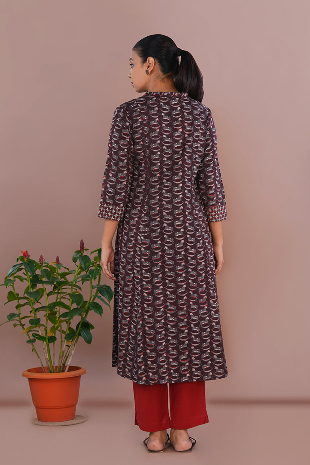 Image of Mahogany Brown Bagru Kurta