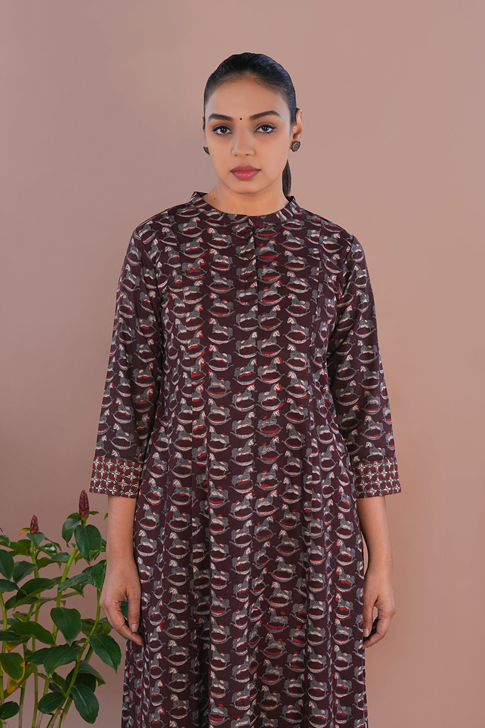 Image of Mahogany Brown Bagru Kurta