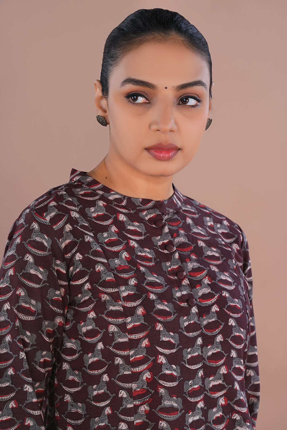 Image of Mahogany Brown Bagru Kurta