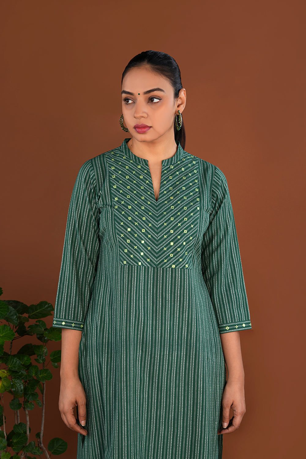 Image of Forest Green handwoven cotton Kurti