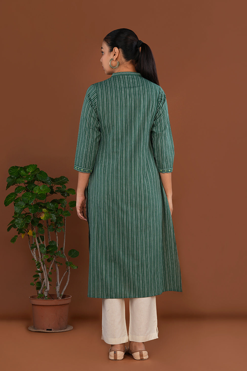 Forest Green handwoven cotton Kurti
