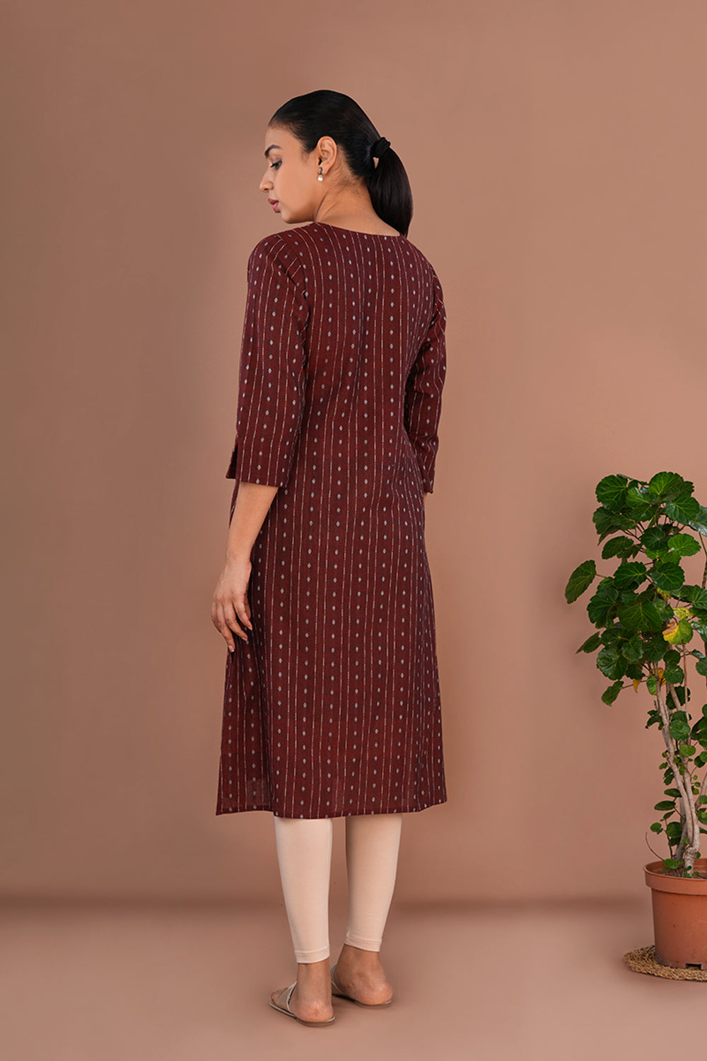 Maroon embroidered cotton Kurti