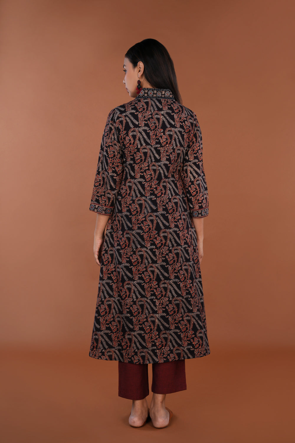 Image of Black Ajrak handblock printed Kurta set