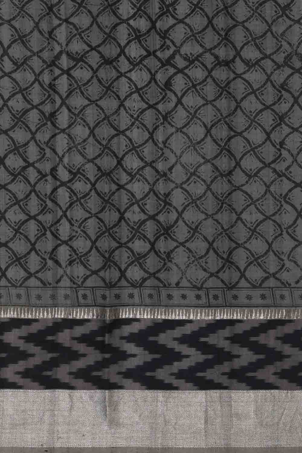 Image of Black Deer Kalamkari Ikat Saree