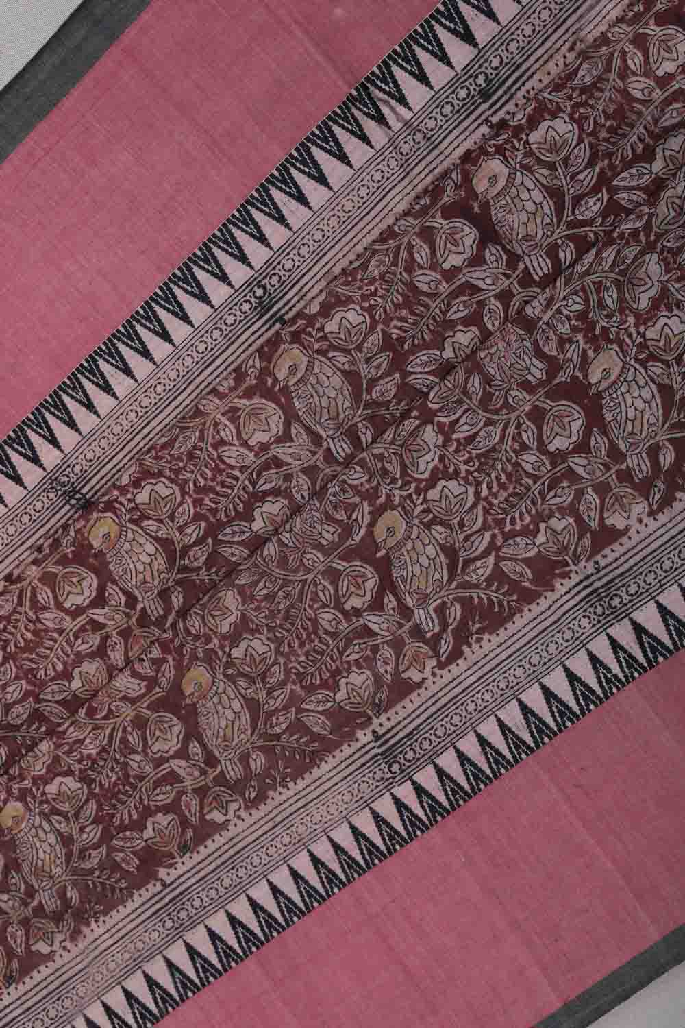 Image of Coffee Birdie handloom Kalamkari saree