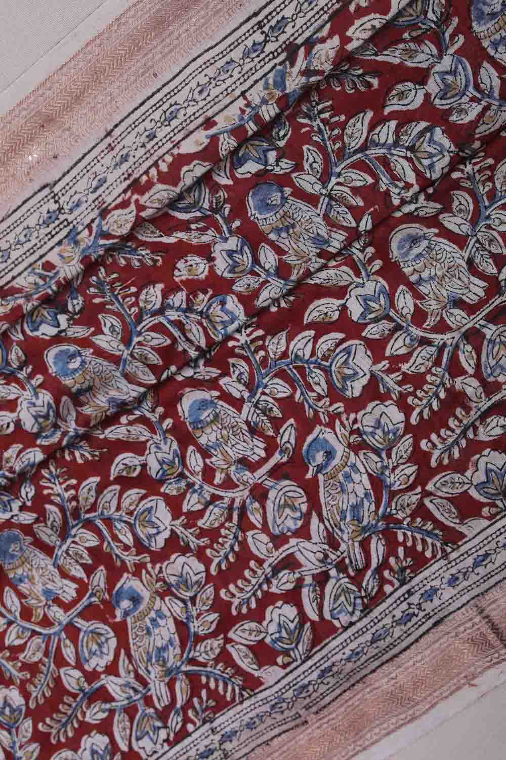 Image of Maroon Birdie Kalamkari Saree