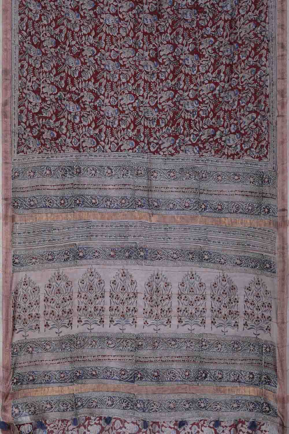 Image of Maroon Birdie Kalamkari Saree