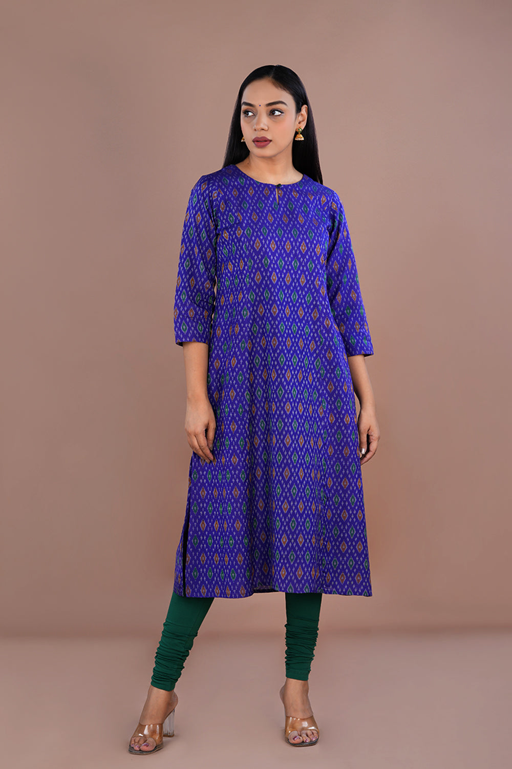 Image of Royal Blue Pochampally Silk Ikat Kurti
