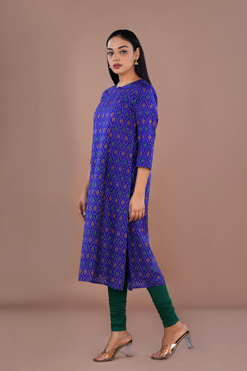 Image of Royal Blue Pochampally Silk Ikat Kurti