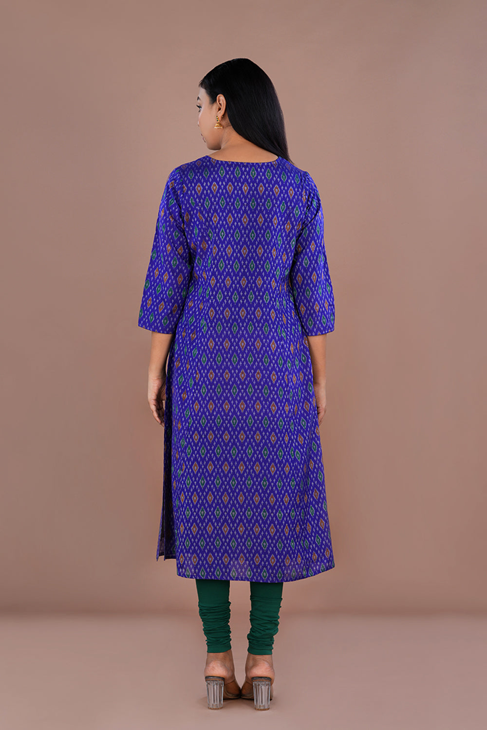 Image of Royal Blue Pochampally Silk Ikat Kurti
