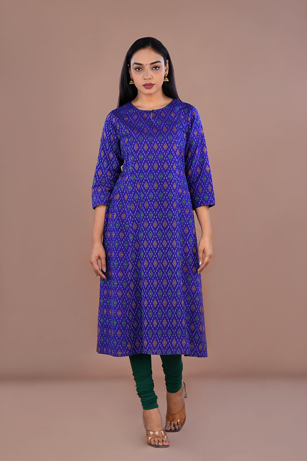 Image of Royal Blue Pochampally Silk Ikat Kurti