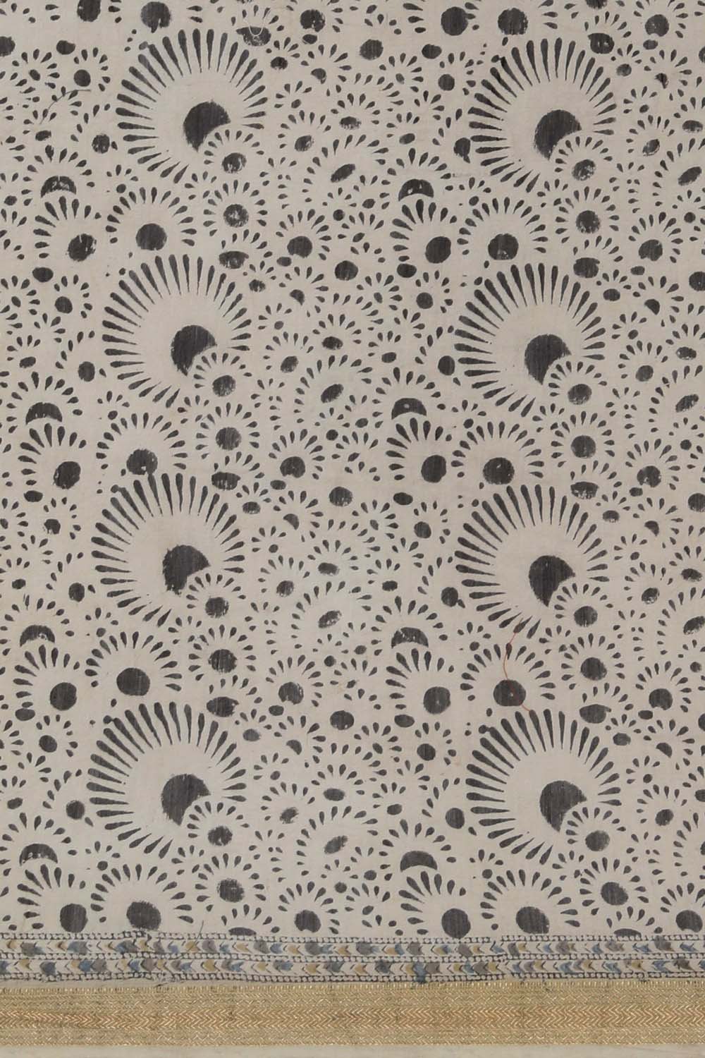 Image of Mustard Yellow  Running Stitch Kalamkari Chanderi Saree