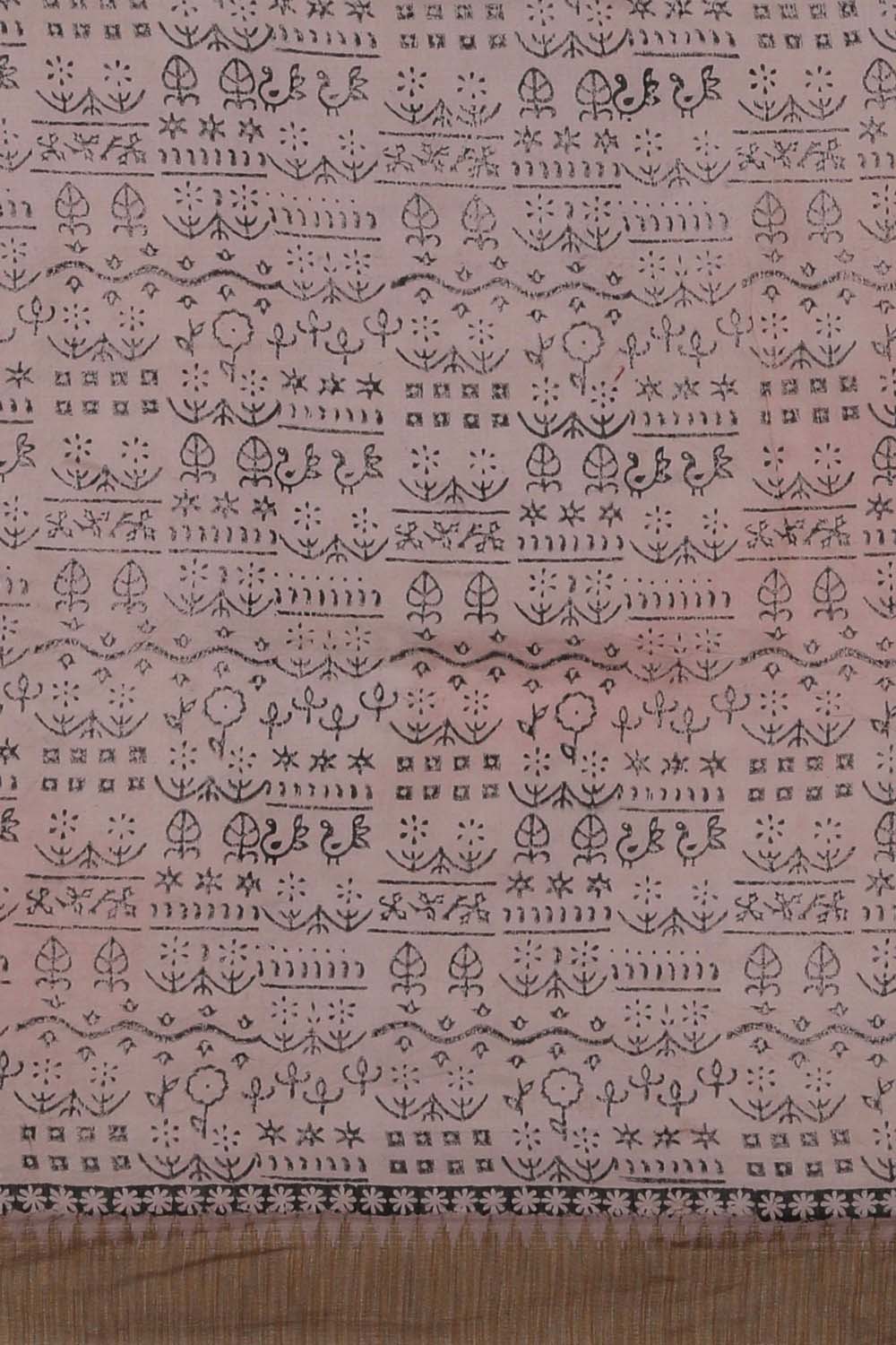 Image of Maroon Floral with Mirror Embroidery Kalamkari Chanderi Saree