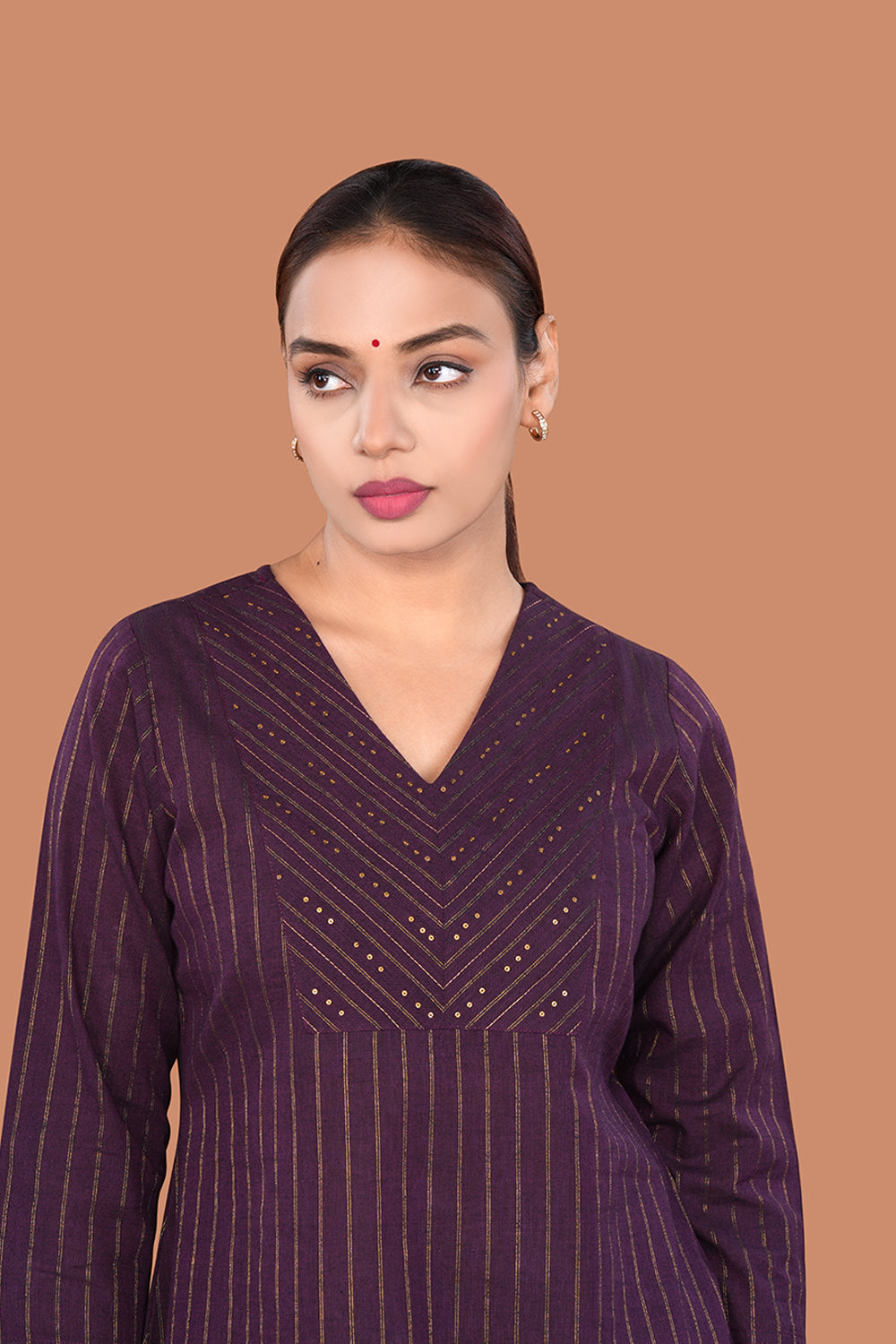 Image of Dark Purple cotton Kurti