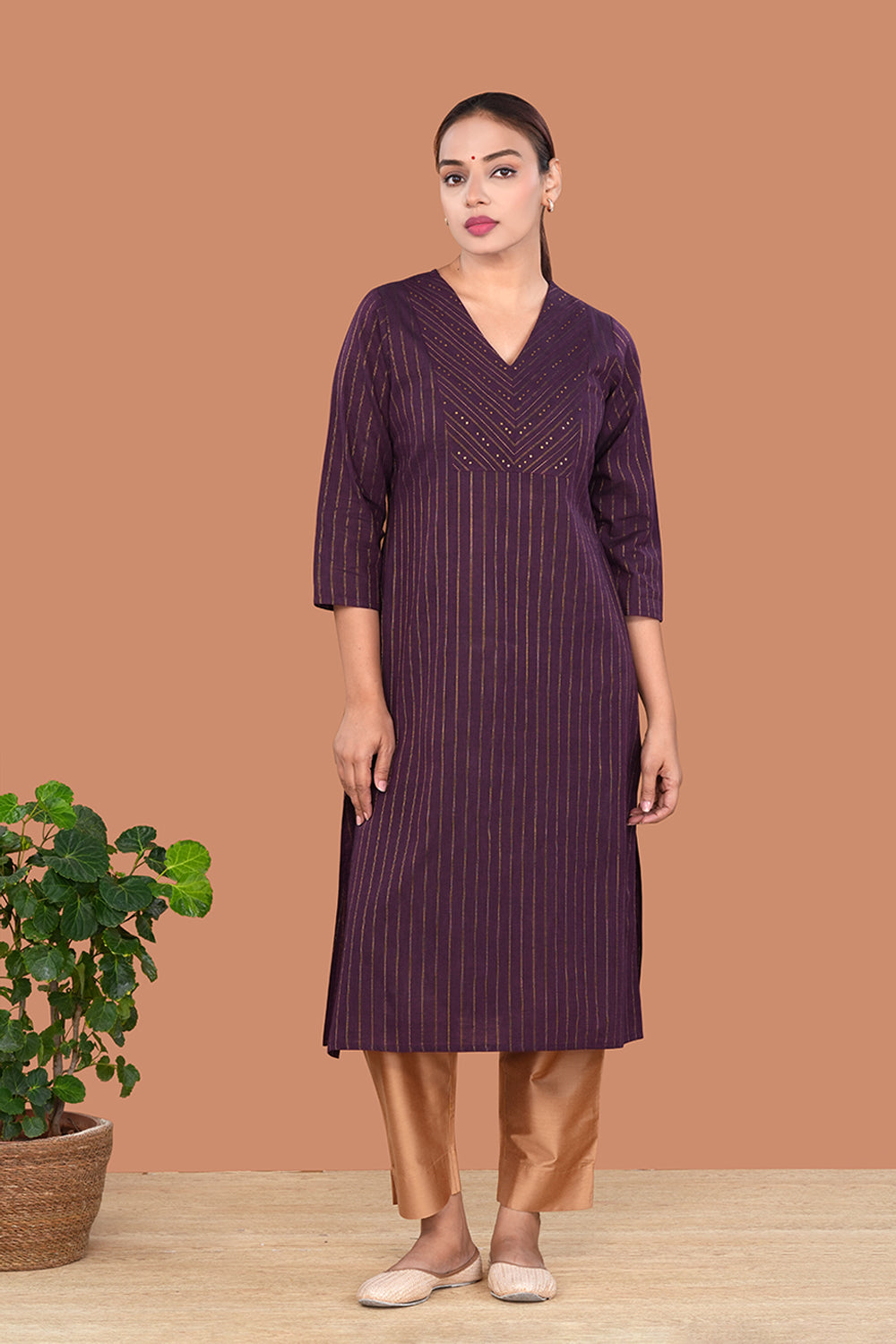 Image of Dark Purple cotton Kurti