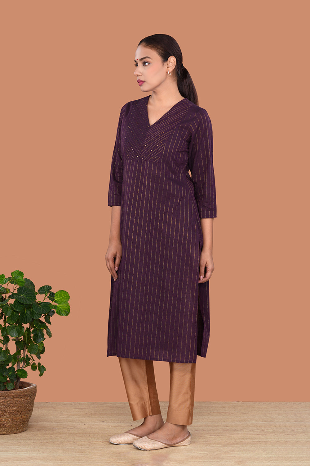 Image of Dark Purple cotton Kurti