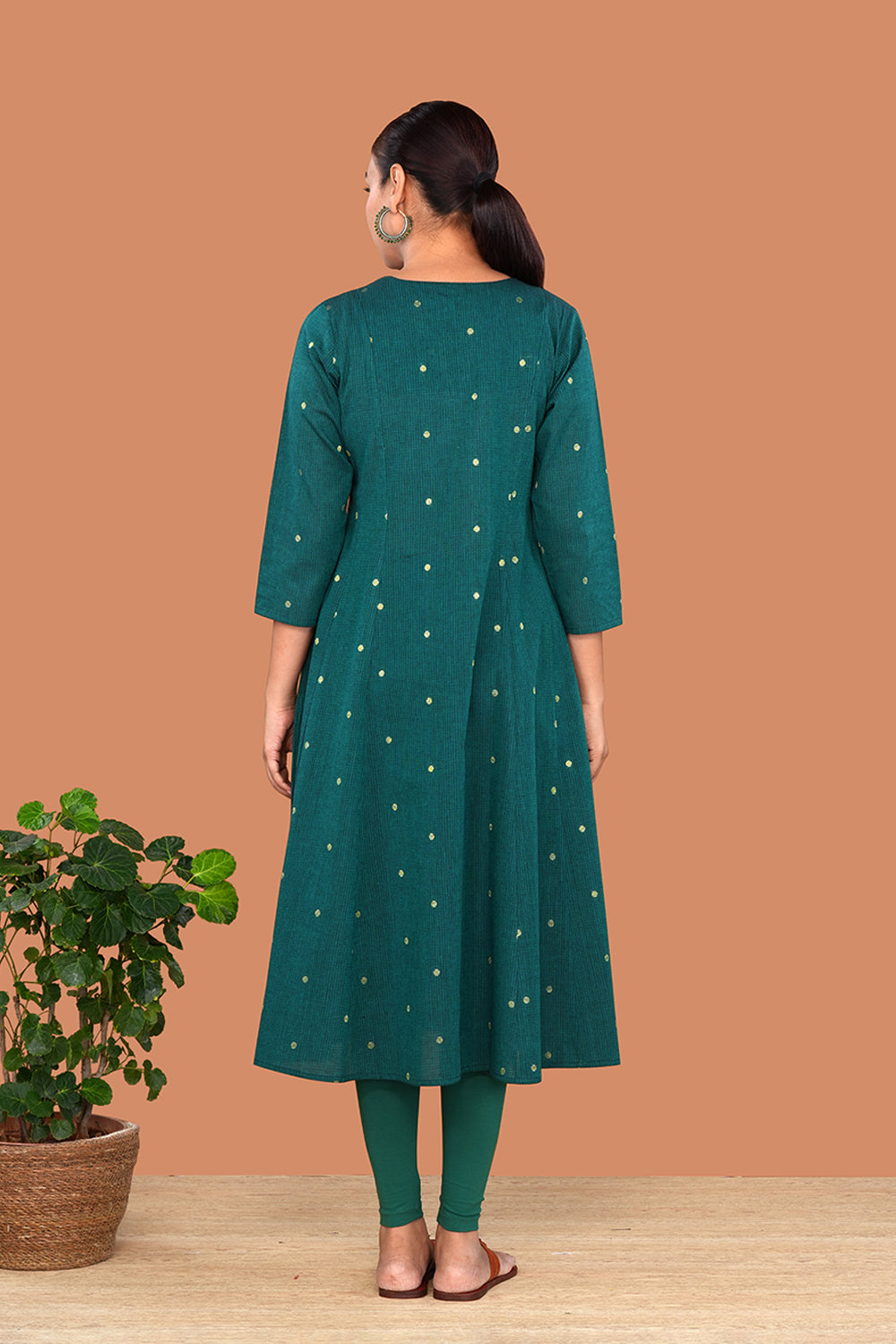 Image of Deep Teal Blue Cotton Panelled Kurta