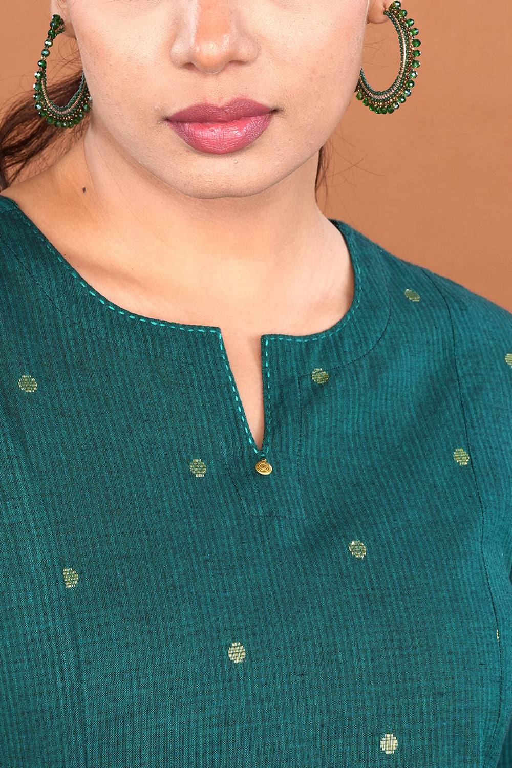 Image of Deep Teal Blue Cotton Panelled Kurta