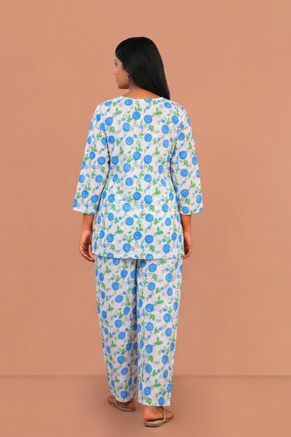 Image of Blue Block printed lounge set