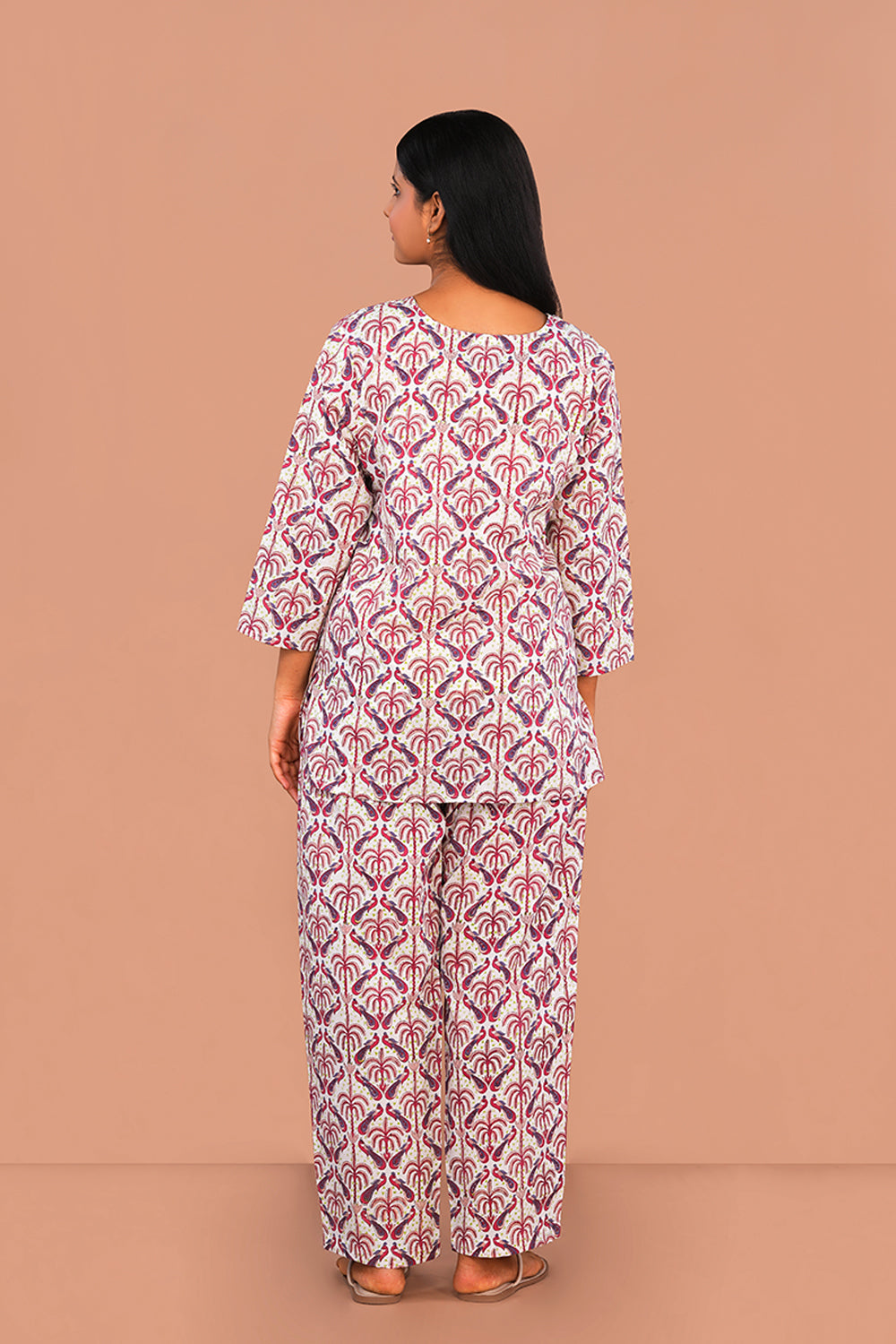 Image of Off white Cotton block printed lounge set