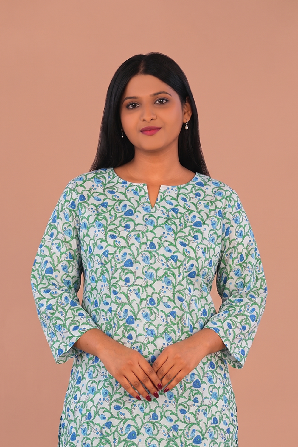 Image of Light Blue Block printed Lounge set