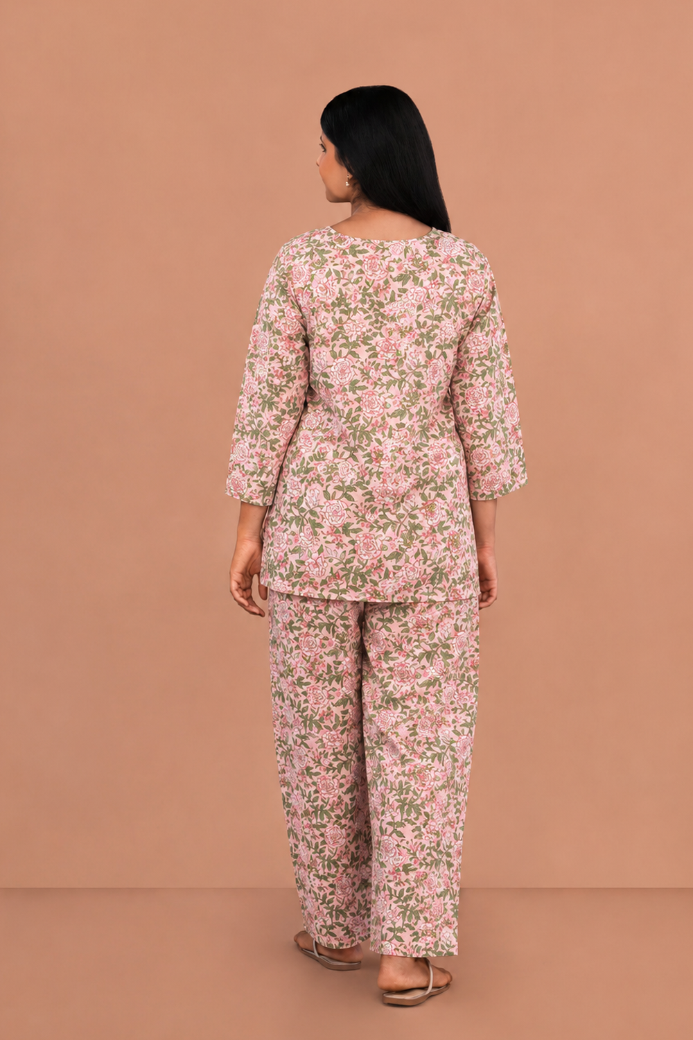 Image of Light Pink Block printed lounge set
