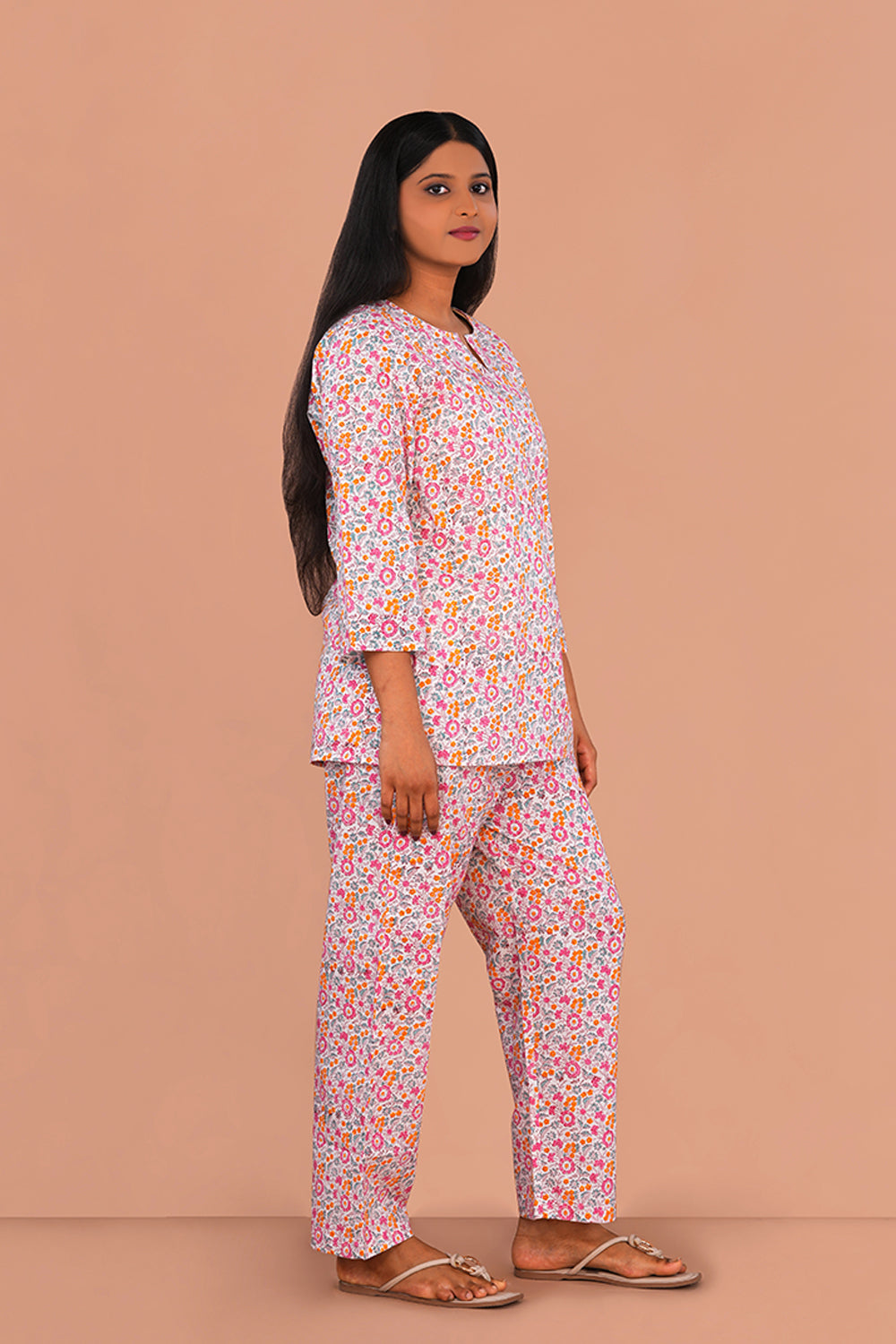 Image of Pink Block printed lounge set