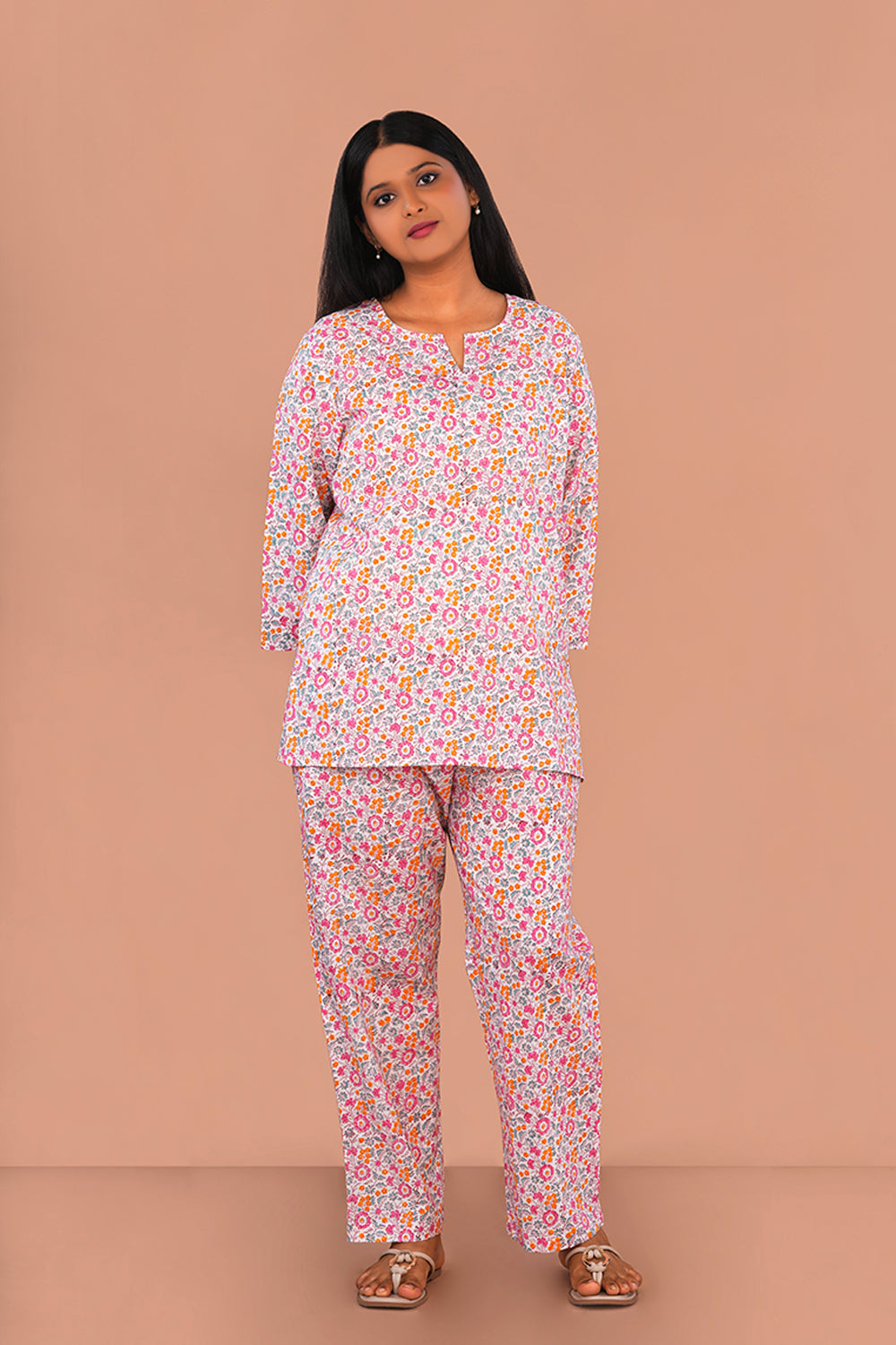 Image of Pink Block printed lounge set