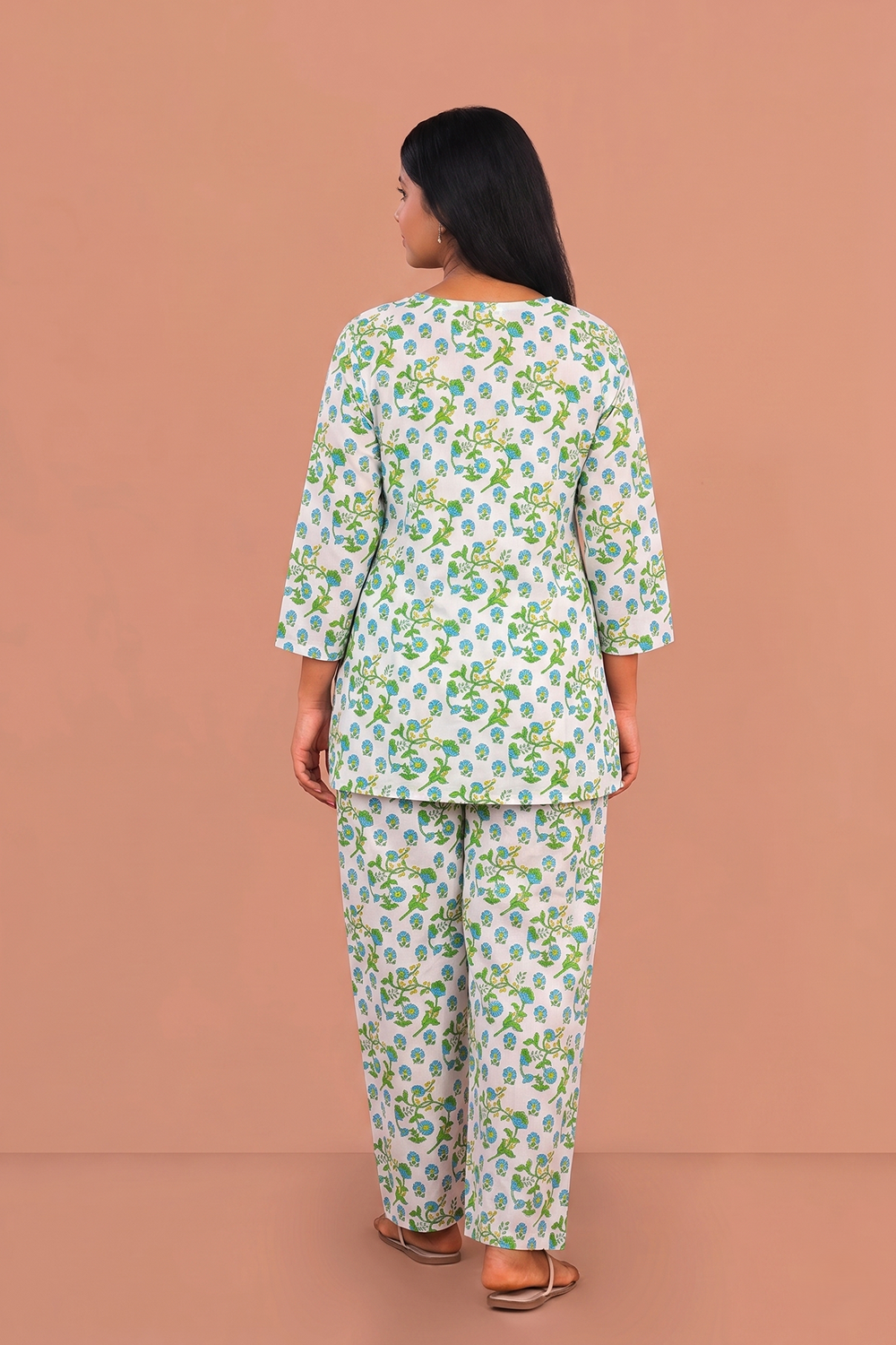 Image of Ocean Blue Block printed lounge set
