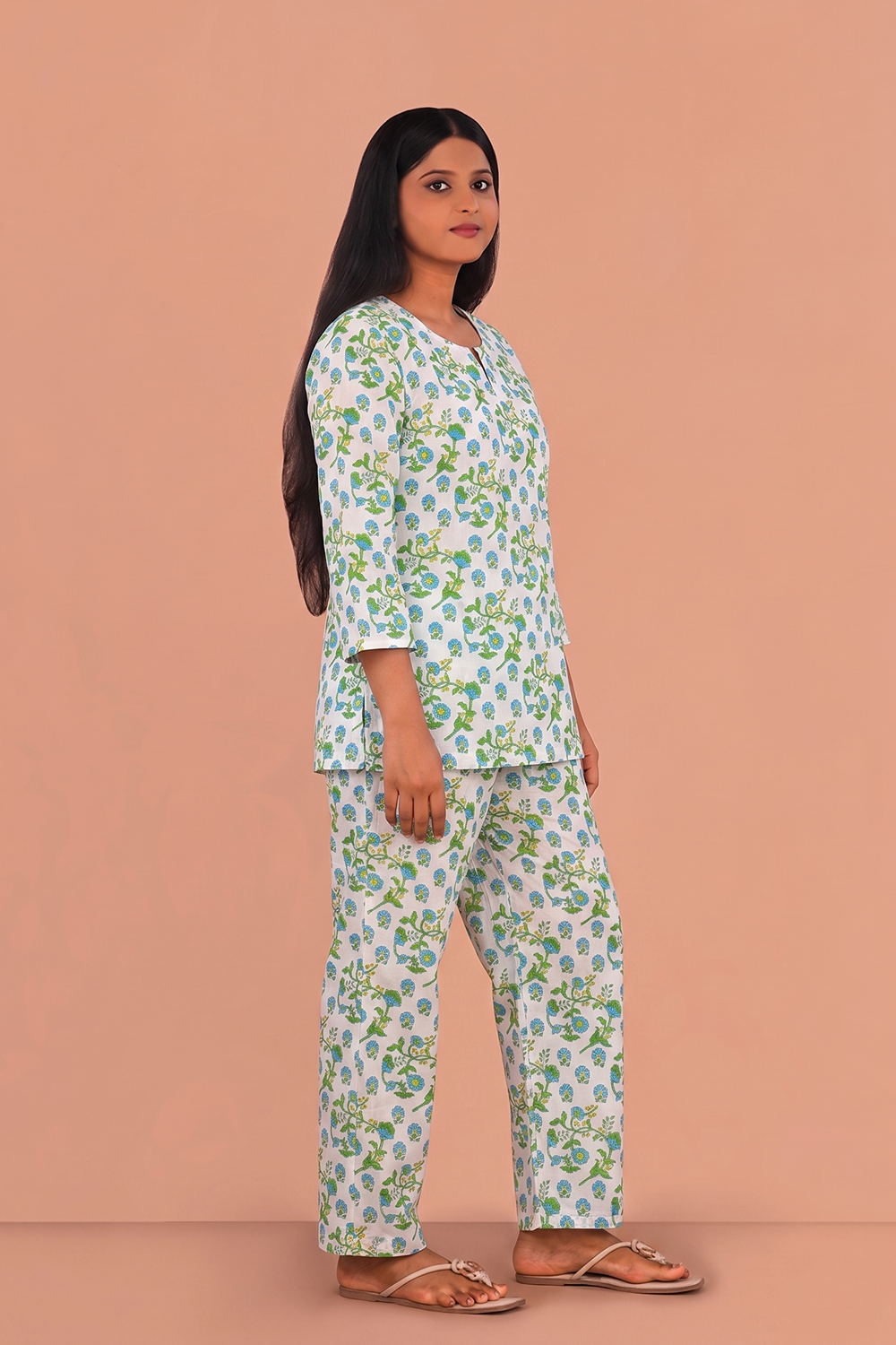 Image of Ocean Blue Block printed lounge set