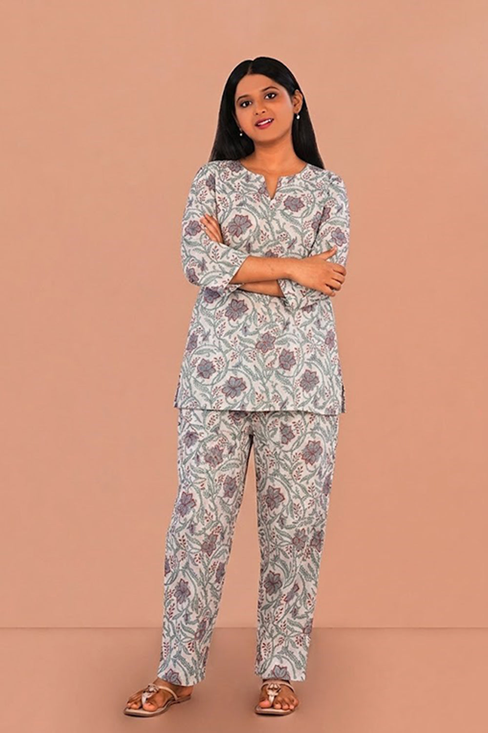 Image of Off-white Block printed lounge set