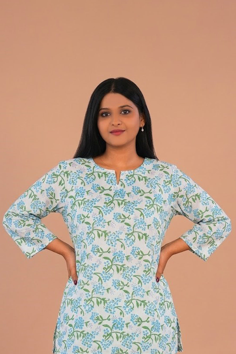 Image of Sky Blue Block printed lounge set