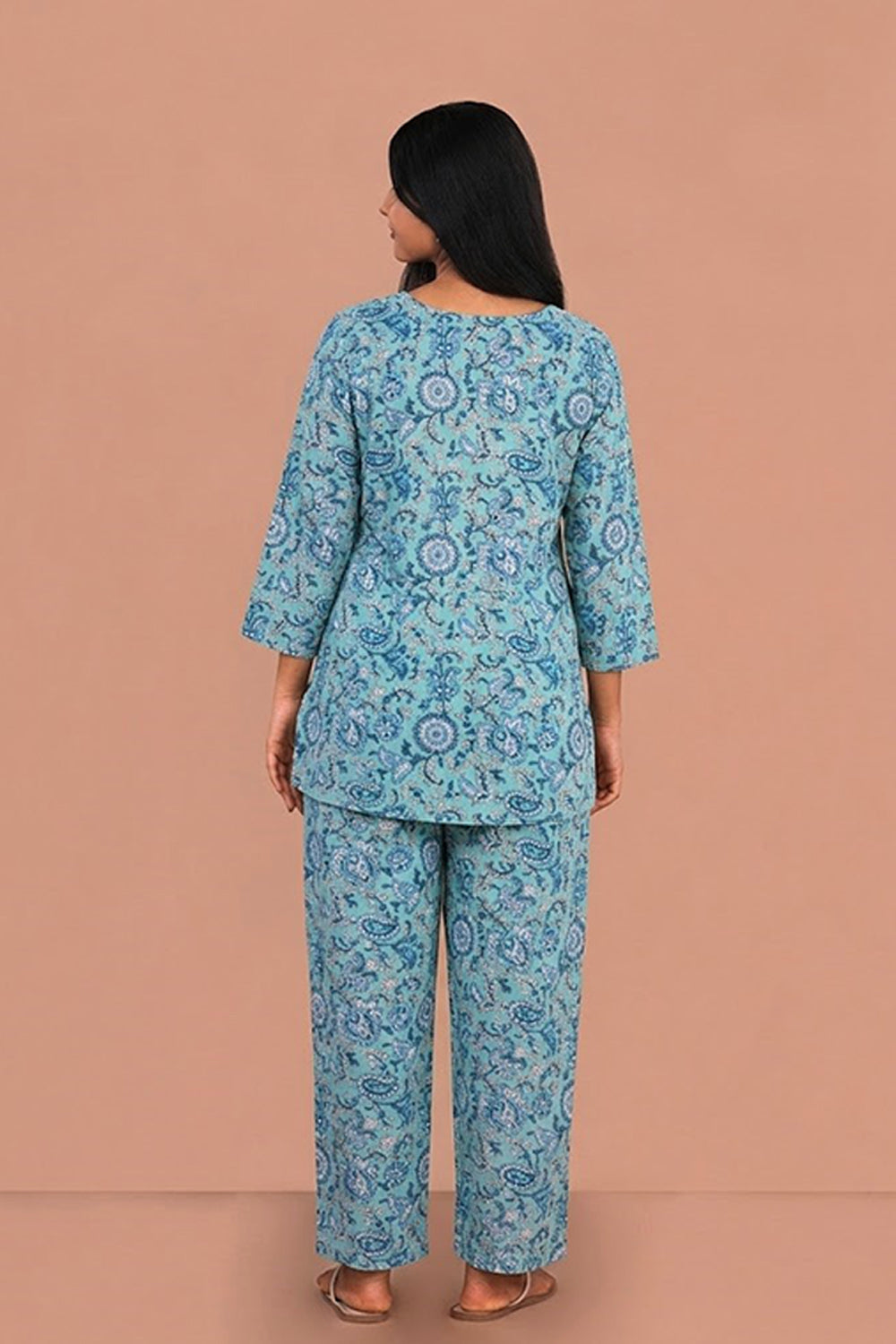 Image of Steel Blue Block printed lounge set