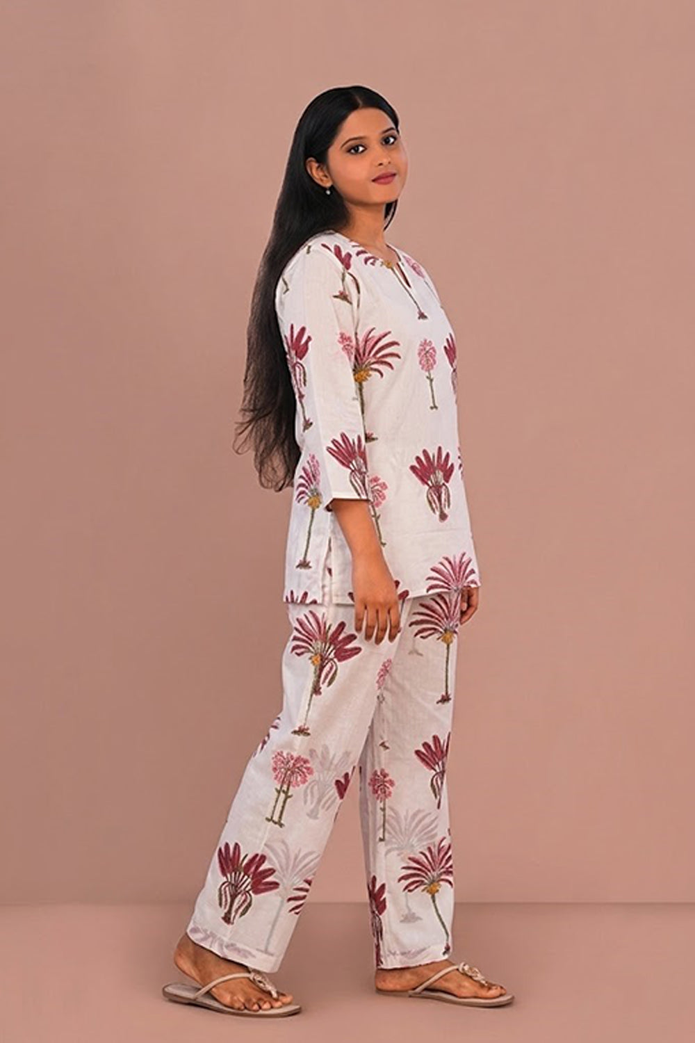 Image of White Block printed lounge set