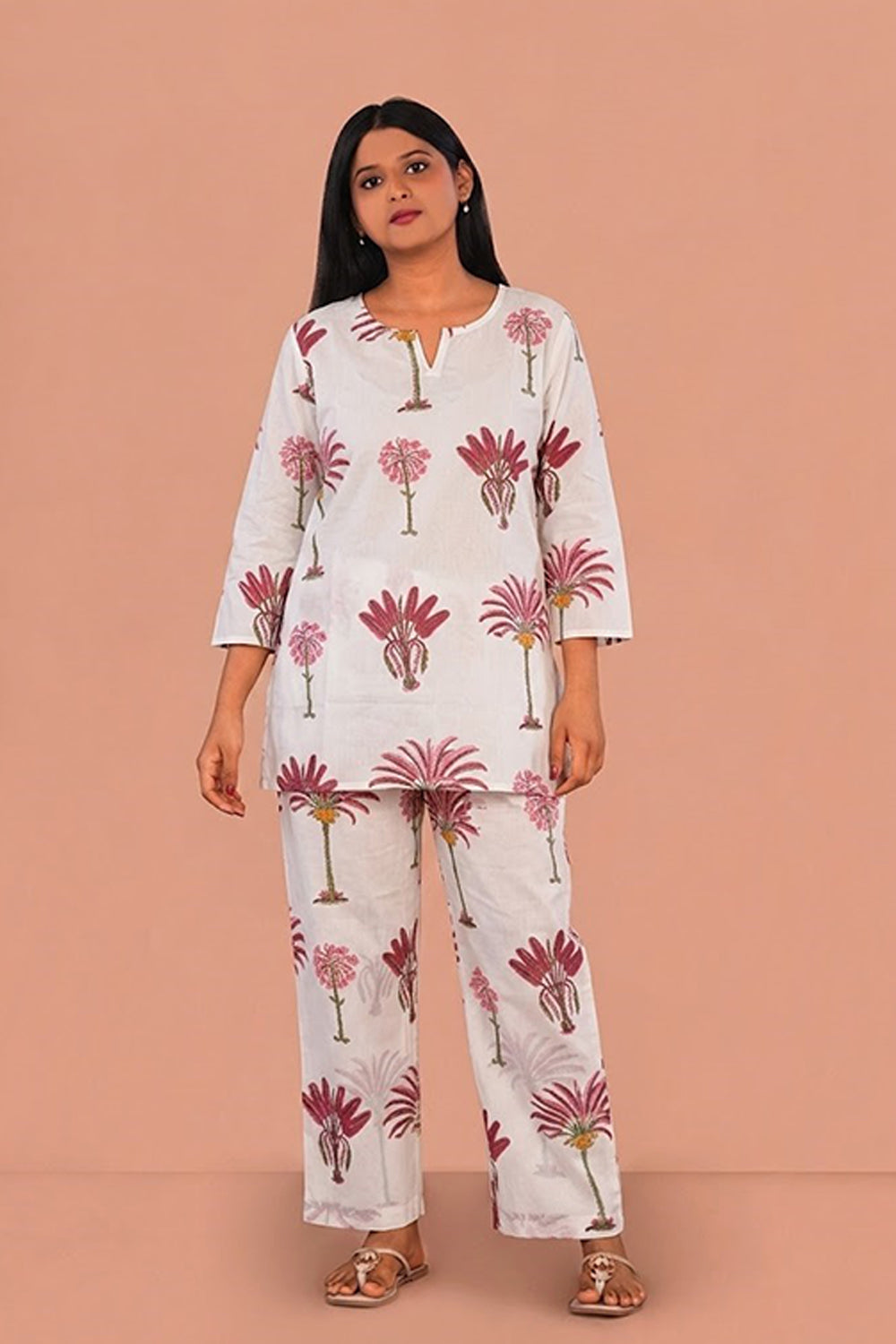 Image of White Block printed lounge set