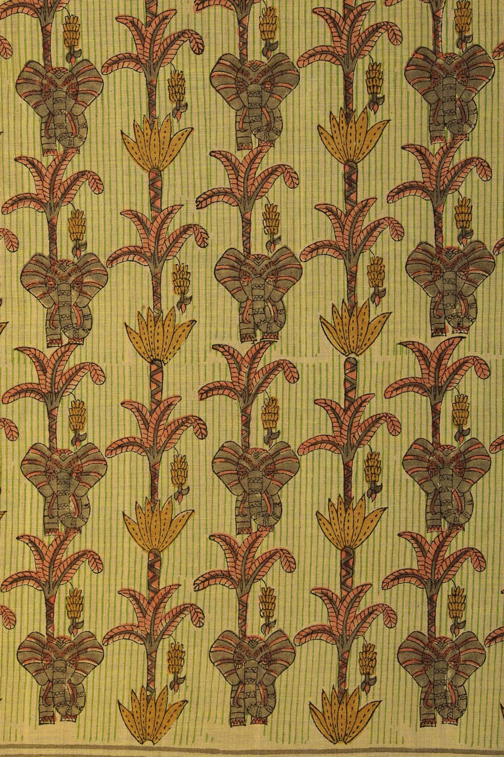 Image of Lemon Yellow Sanganeri Handblock Printed Mangalgiri Saree