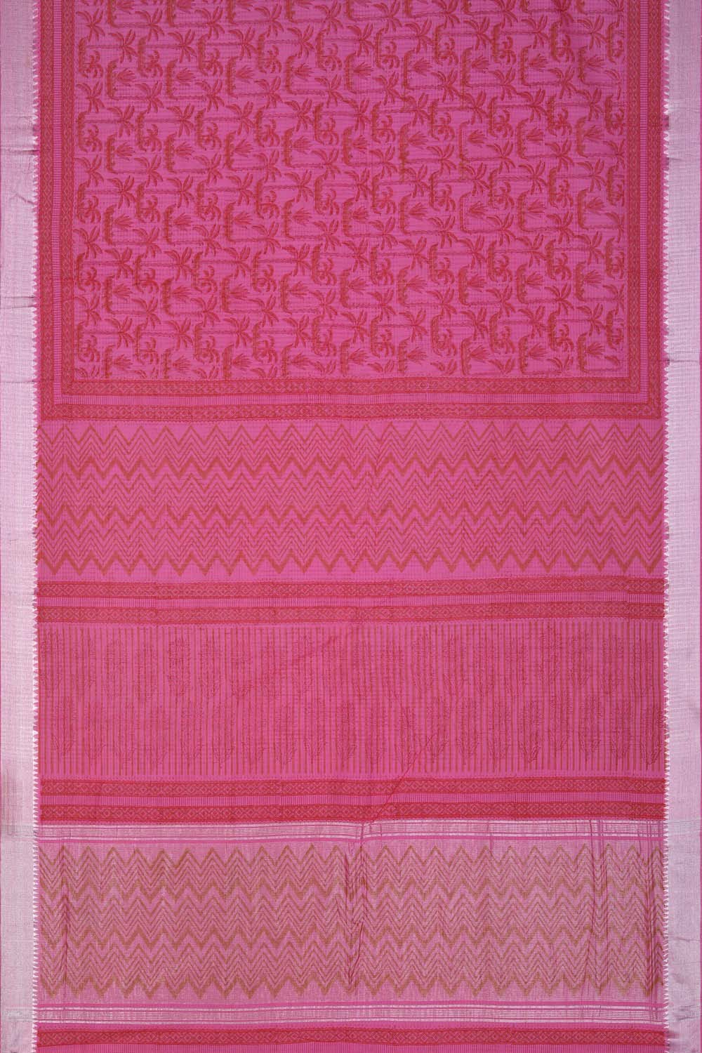 Image of Lotus pink  block Printed Mangalgiri Cotton Saree