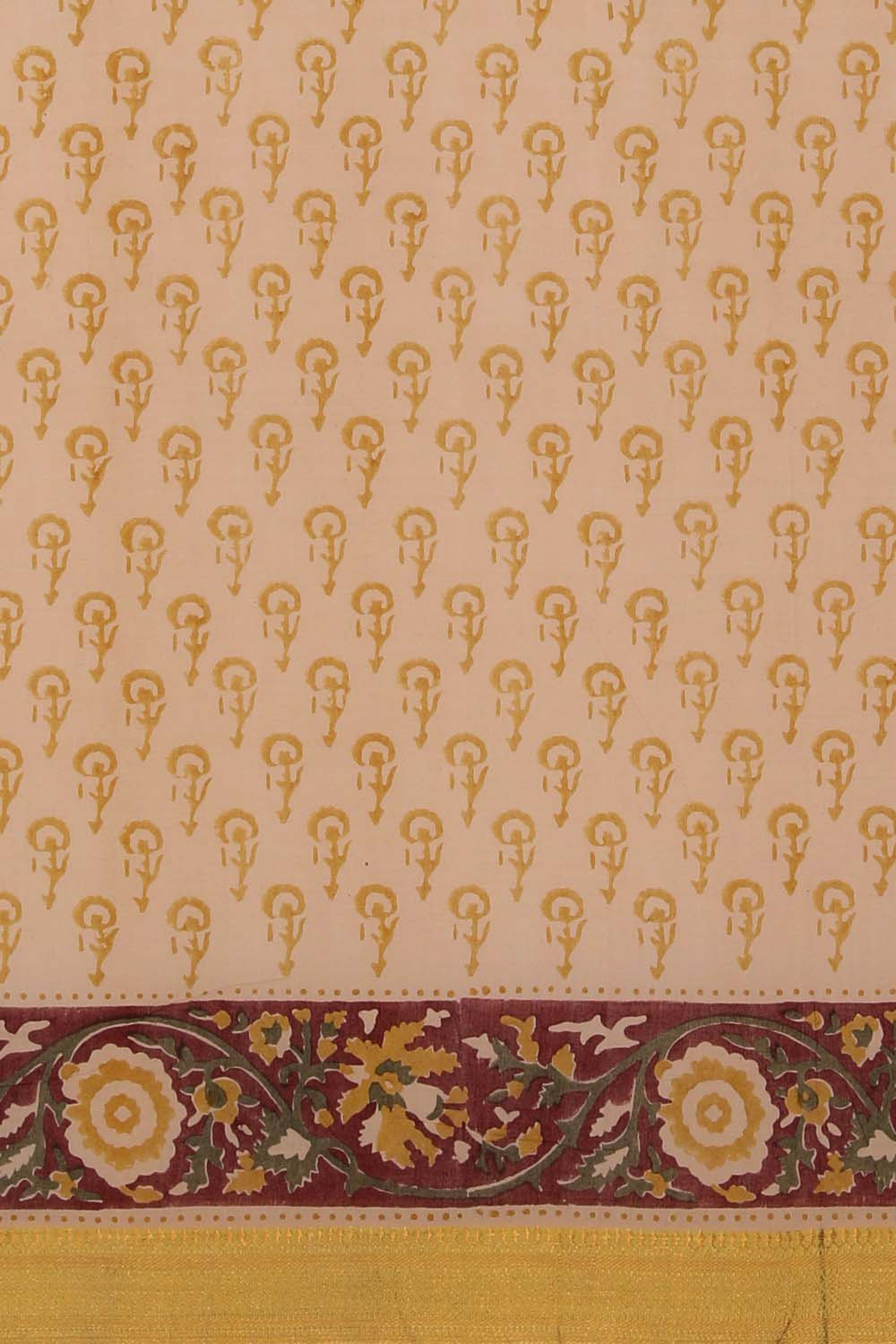 Image of Twilight Yellow Sanganeri block Printed Mangalgiri cotton Saree