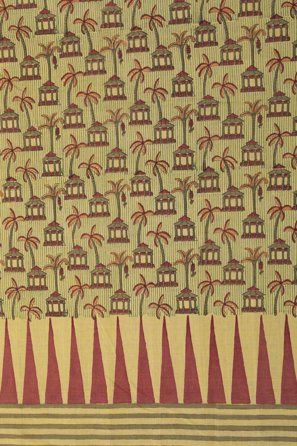 Image of Sunlit Yellow Sanganeri block printed Mangalgiri Saree