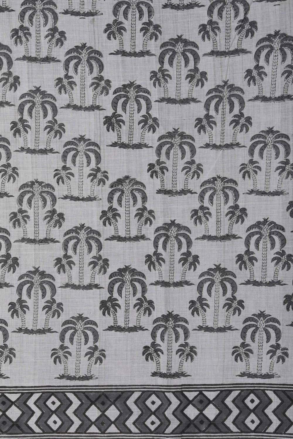 Image of Offwhite Sanganeri block Printed Mangalgiri cotton Saree