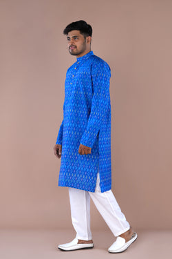 Image of Topaz Blue Mens Silk Kurta