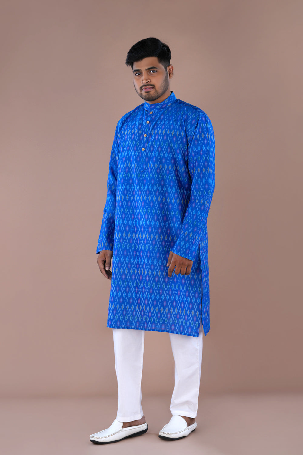 Image of Topaz Blue Mens Silk Kurta
