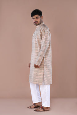 Image of Dusty Crème Silk Mens Kurta