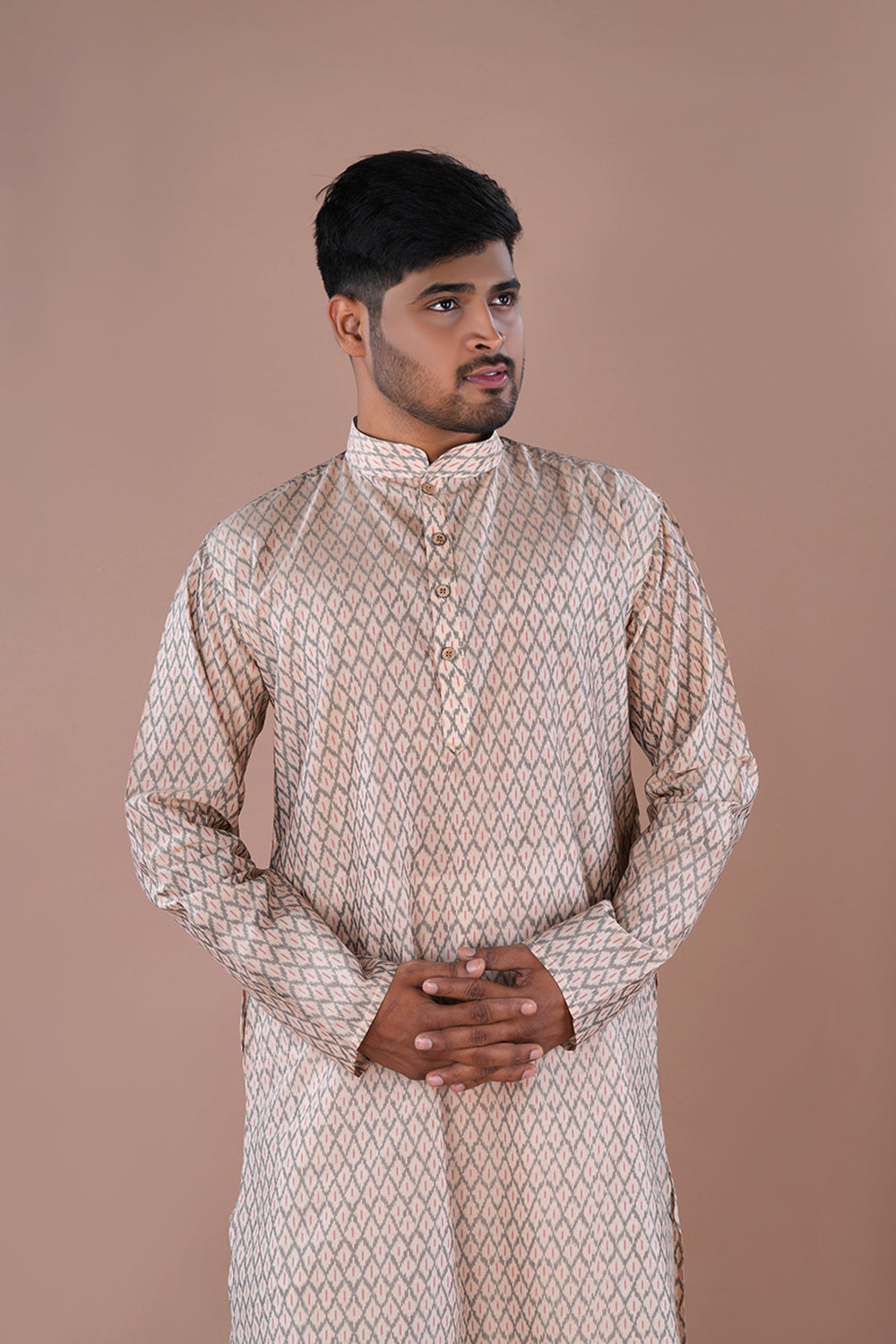 Image of Dusty Crème Silk Mens Kurta
